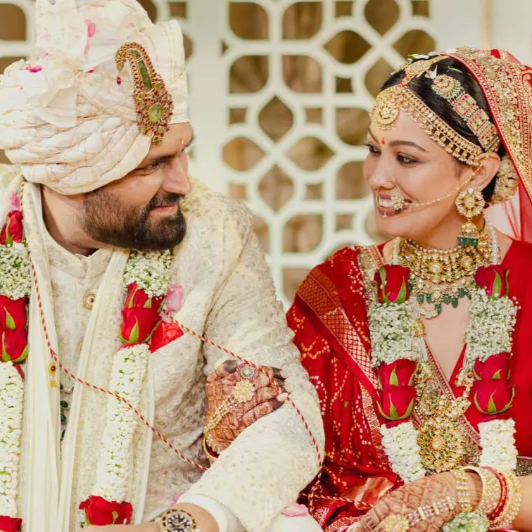 Eka Lakhani and Ravi Bhagchandka at their wedding